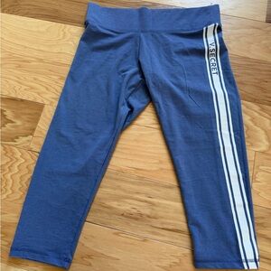 Victoria’s Secret Y2K Blue Cropped Leggings M Logo Stripe High Rise Sporty